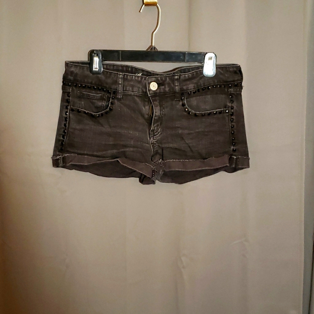 stretch shorts with jewels front and back